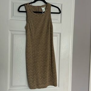Never worn - size small golden/taupe dress. Above knee. Bought at boutique